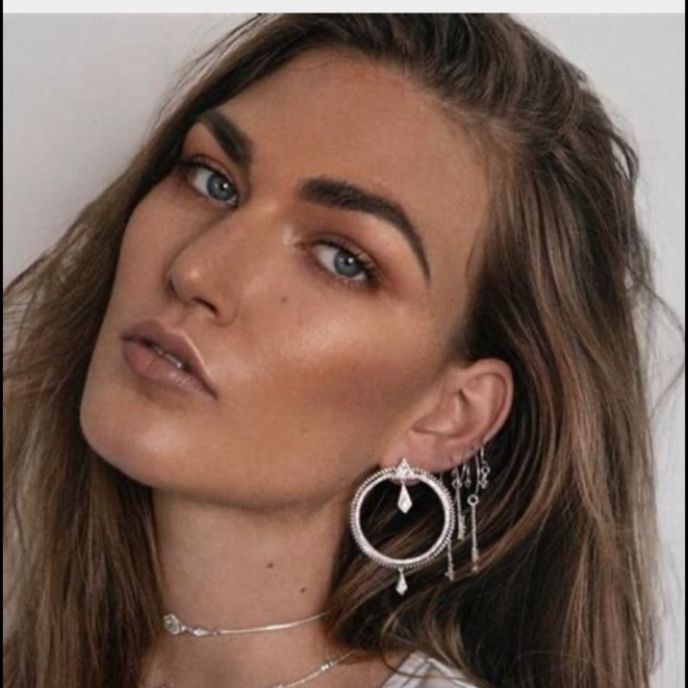 Free people Luv AJ Kite Statement Earrings Gold CZ